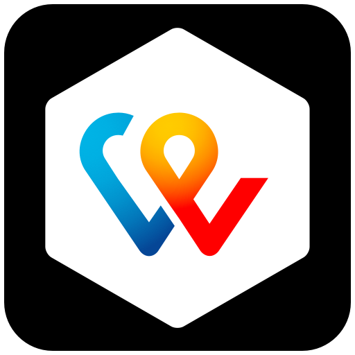 Logo mit rotem und orangefarbenem Symbol